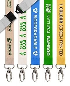 Bamboo Personalised Lanyards Eco Custom - 1 Colour Screen Printed