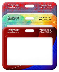 Horizontal Personalised Plastic ID Badge Holder Custom Full Colour Printed