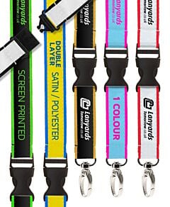 Personalised Lanyards Double Layer Satin Polyester With Buckle - 1 Colour 