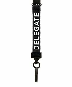 Black Delegate Lanyards Printed Breakaway With Plastic Clip