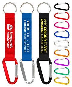 Personalised Keychain Lanyard with Carabiner Polyester Custom - 1 Colour Screen Printed 20mm