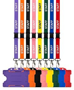 Pre-Printed Staff Breakaway Lanyard with Rigid ID Card Holder