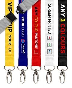 Personalised Lanyards Flat Polyester Custom - 3 Colour Screen Printed