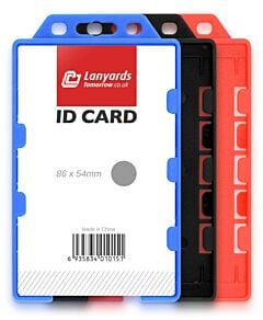 Coloured Double Sided Vertical ID Card Badge Holders Rigid Open