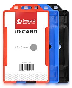 Coloured Vertical Rigid ID Plastic Badge Card Holders Single Sided