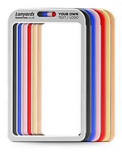 Metal badge ID holder colour range with a customisable option for a single-colour printed design