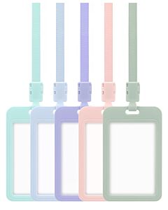 Lanyard with Card Holder Plastic Vertical Contoured ID Badge Set