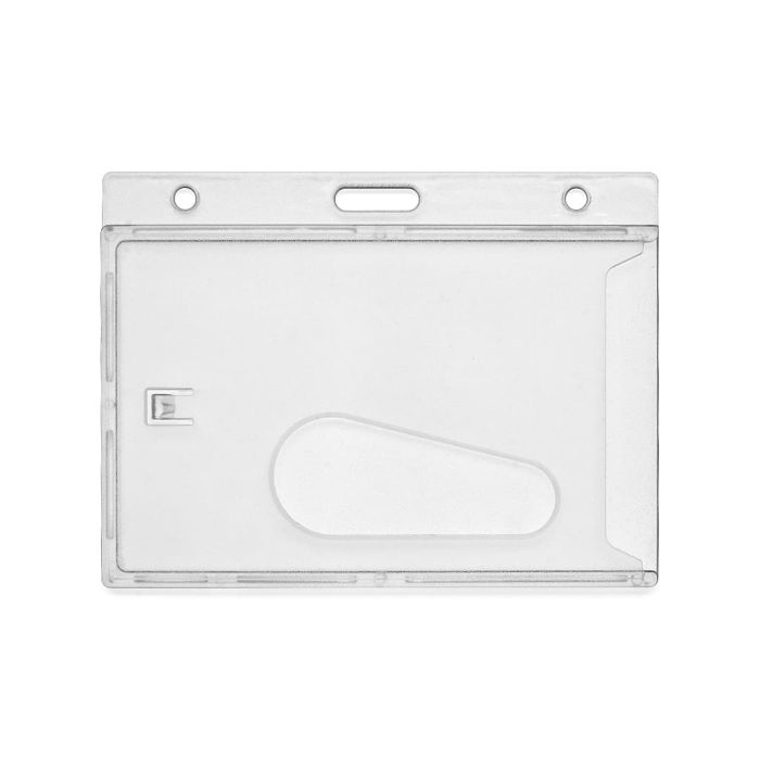 Rigid Plastic Horizontal Card Holder with Slot and Key Ring
