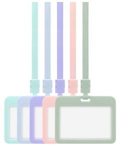Lanyard with Card Holder Plastic Horizontal Contoured ID Badge Set