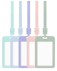 Lanyard with Card Holder Plastic Vertical Contoured ID Badge Set