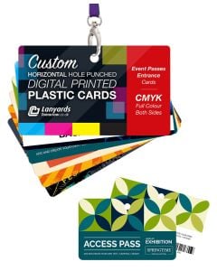 Custom Printed Plastic Cards PVC CR80 86 x 55mm Horizontal Hole Punch 