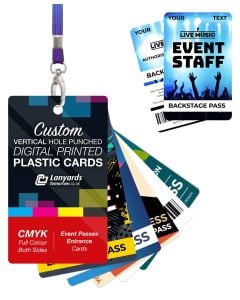 Custom Printed Plastic Cards PVC CR80 86 x 55mm Vertical Hole Punch