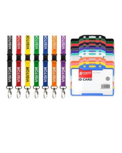 Visitor Lanyard and Rigid ID Card Holder Combo