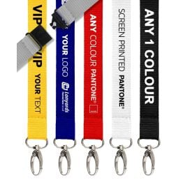 Single 1 Colour LOGO and TEXT Printed Personalised lanyards